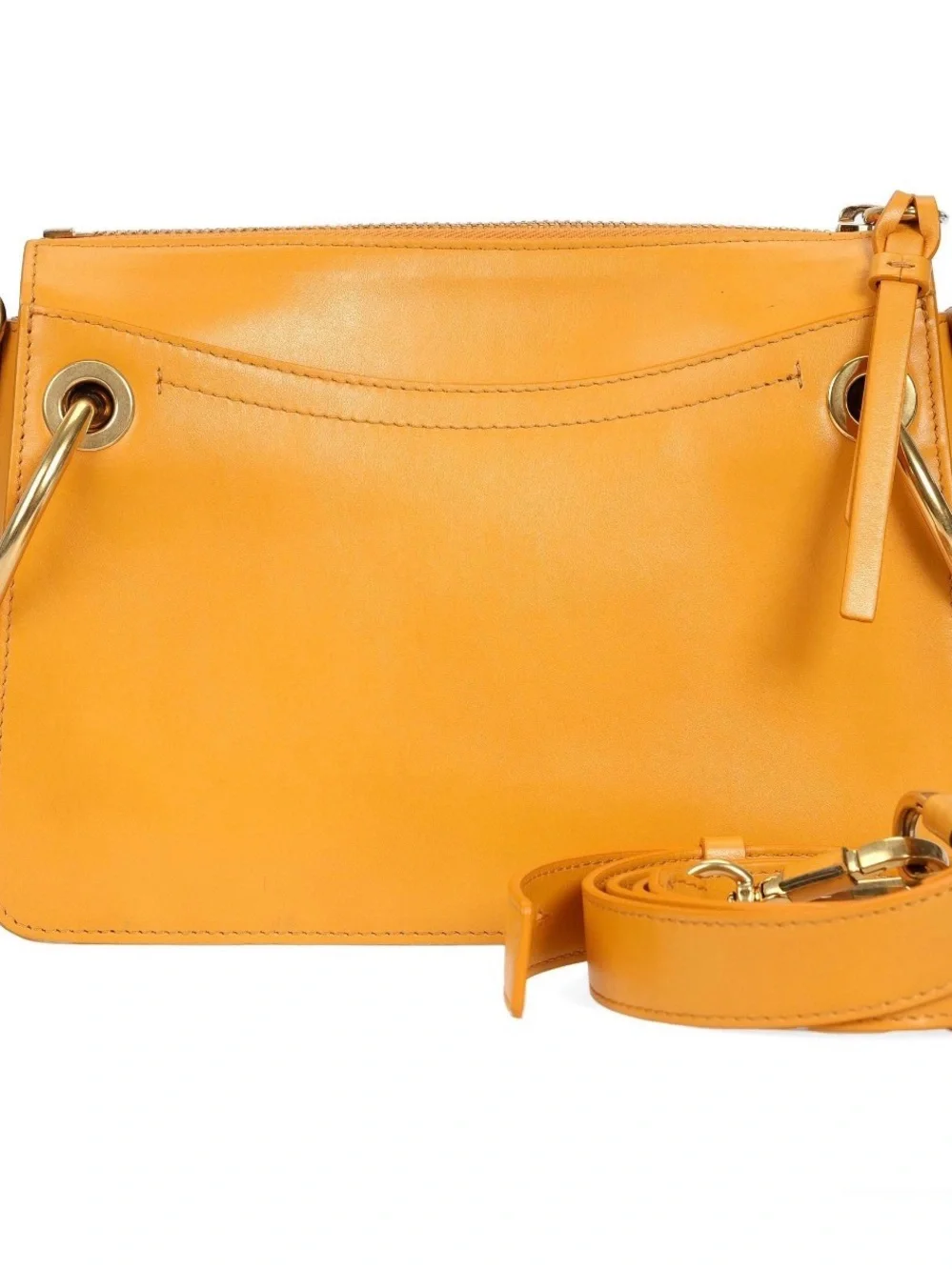 Chloe Orange Leather Crossbody with Gold Hardware